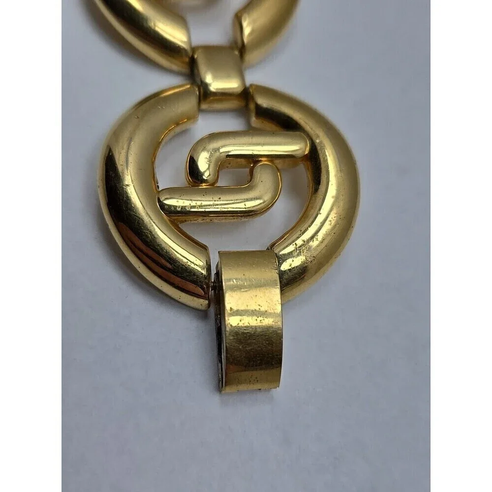 Saga by Mathey Tissot Womens Gold Tone Chunky Bracelet Watch Roman New Battery